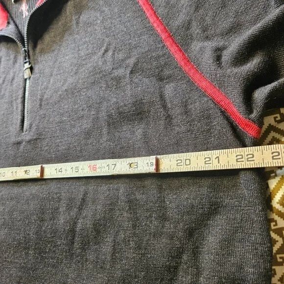 Smartwool Men's Large 1/2 Zip Base Layer Sweater Brown 100% Merino Wool Outdoors - Picture 12 of 13